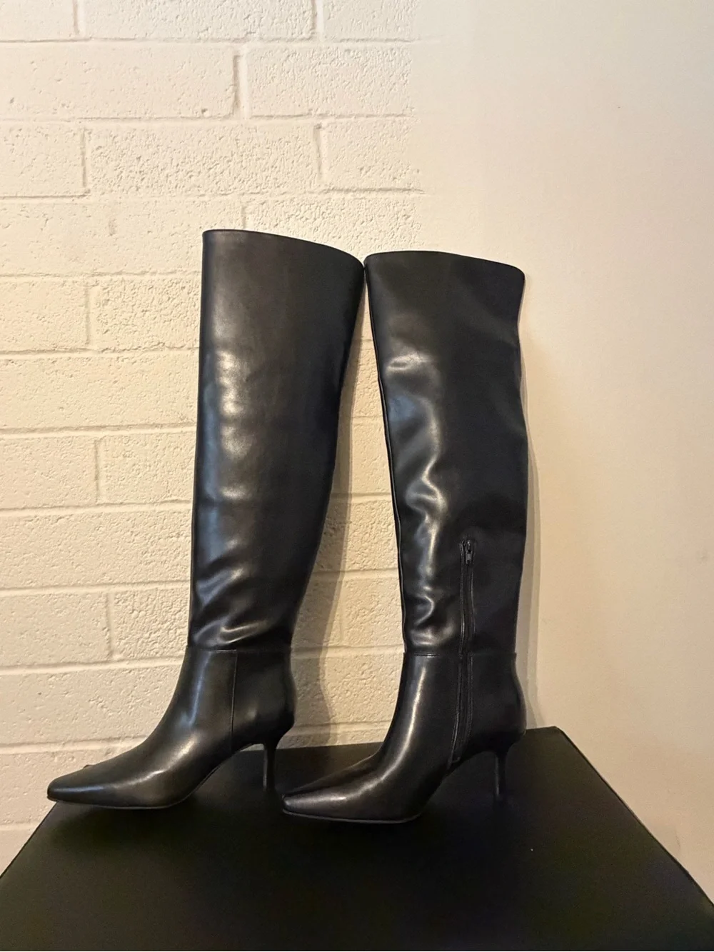 INC International Concepts Black Over-the-Knee Pointed-Toe Stiletto Boots